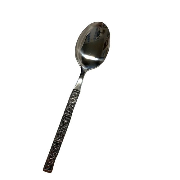 Vintage MCM Spring Fever Oneida Silver tablespoon northland black accent stainle - Picture 1 of 2